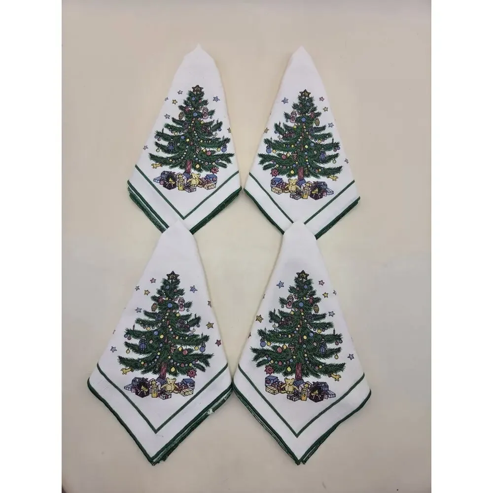 Set 4pc Nikko Happy Holidays Fallani and Cohn Christmas Napkins vtg RARE